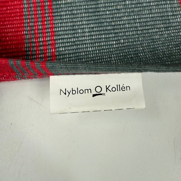 Nyblom O Kollen Handwoven Cotton Red Grey Table Runner Tassels Rustic Sweden - Picture 3 of 4